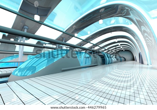 未来的な地下鉄や駅 3dイラスト のイラスト素材
