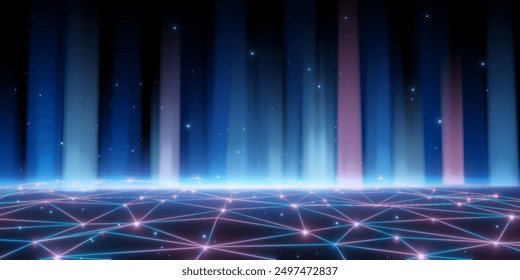 A futuristic tech background with colorful rays and glowing elements, ideal for high-tech and digital themes. Perfect for illustrating advanced technology concepts.