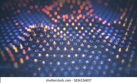 Futuristic technology three dimensional array. 3D rendering illustration with DOF