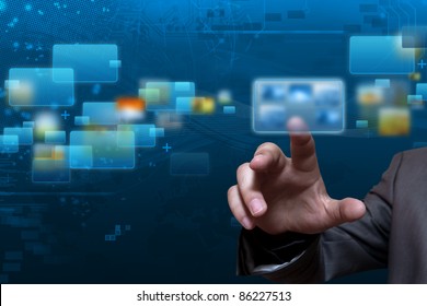 Futuristic touch screen display with streaming image - Powered by Shutterstock