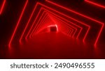 A futuristic tunnel illuminated with glowing red lines creates a striking and abstract scene. The tunnel appears to recede into the distance, creating a sense of depth and perspective.