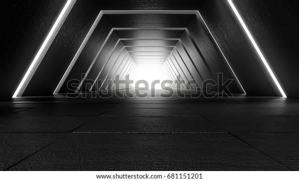 明るい内部を見た未来的なトンネル 未来の背景 ビジネス Sf 科学のコンセプト 3dイラスト のイラスト素材