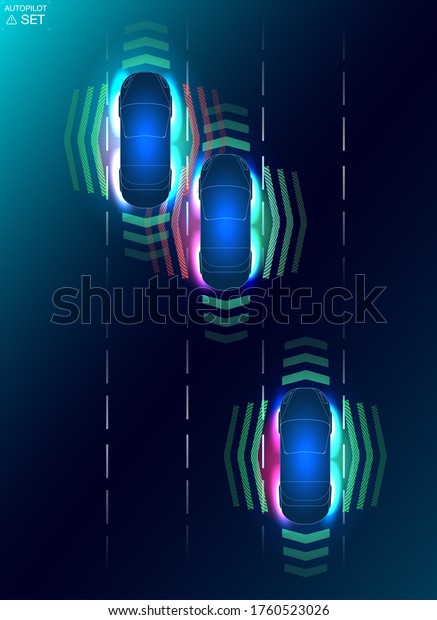Futuristic user interface. HUD Abstract virtual\
graphic touch user interface. Cars infographic.  science abstract. \
illustration. Automatic braking system avoid car crash from car\
accident