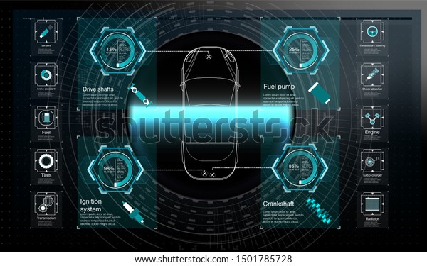 Futuristic user interface.\
HUD UI. Abstract virtual graphic touch user interface. Cars\
infographic.
