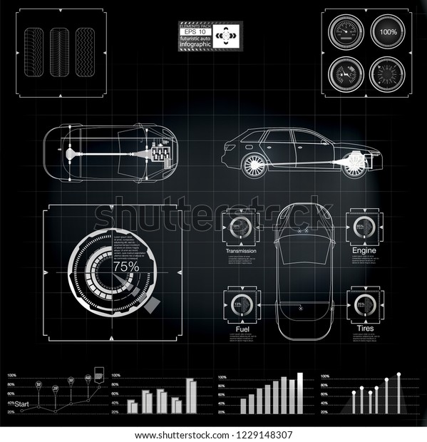 Futuristic user interface. Infographics of\
freight transport and transportation.Template of automobile\
infographics. Abstract virtual graphic touch user interface. Cars\
diagnostic. science abstract.\
