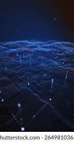 Futuristic Vertical Digital Grid – Glowing Blue Particle Network Background