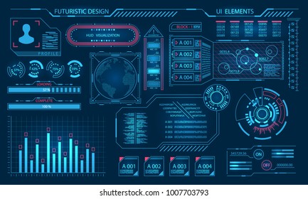 Futuristic Virtual Graphic User Interface, HUD Elements