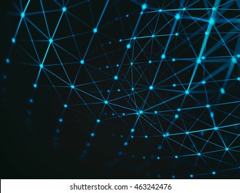 Futuristic Virtual Technology Background, Fiber Virtual Optic Cables, Fibre Connection, Telecomunications Concept, Digitally Generated Image.