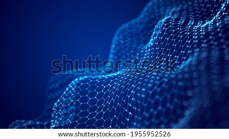 Futuristic wave. Abstract technology background. 3D visualization of big data. Analytical presentation.