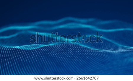 Futuristic wave with points. Big data. Dynamic wave background. Technology backdrop. 3d rendering
