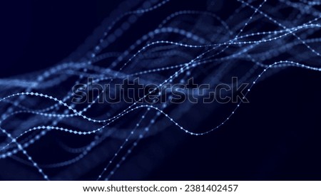 Futuristic wave of smooth lines.Wire network technologies.Cyber security background. 3D