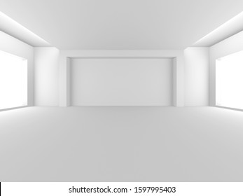 Futuristic White Architecture Design Background. Construction Concept. 3d Render Illustration