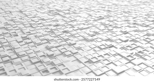 Futuristic white geometric pattern with 3d square structures. 3d render.