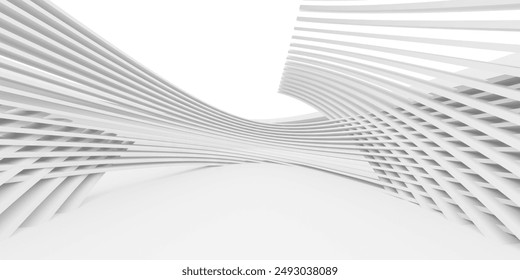 Futuristic white interior design.  Empty room modern architecture. 3d rendering