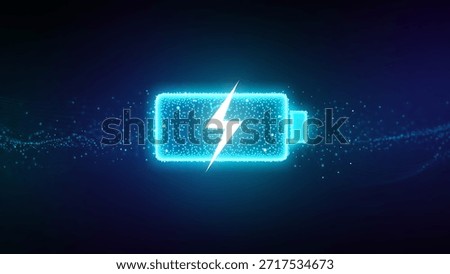 Futuristic Wireless Fast Charging Technology Concept with Glowing Blue Digital Particles and Energy Flow