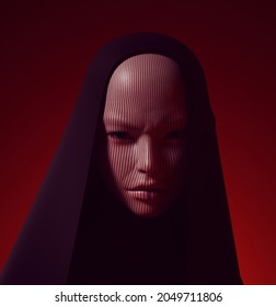 Futuristic Woman Female Criminal Bandit Sci Fi Witch CG Character In A Hood 3d Illustration Render