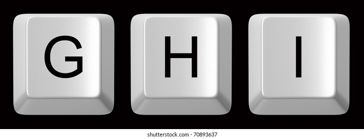 G, H, I white computer keys alphabet