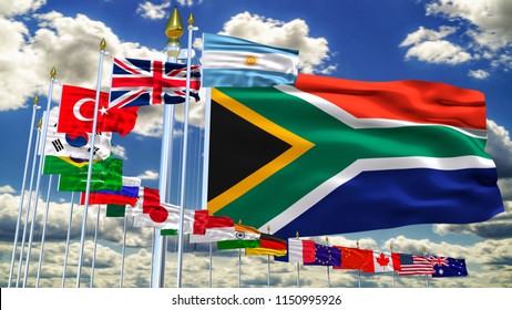 G20 South Africa Rsa Flag Silk Stock Illustration 1150995926