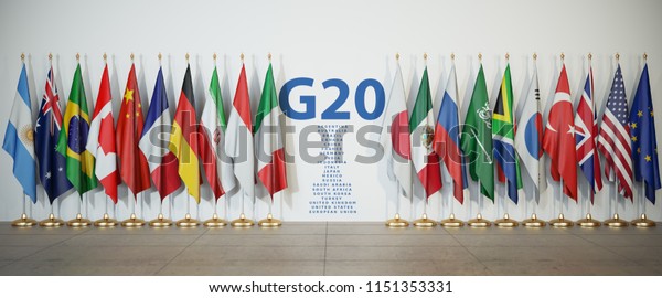 G20 Summit Meeting Concept Row Flags Stock Illustration 1151353331