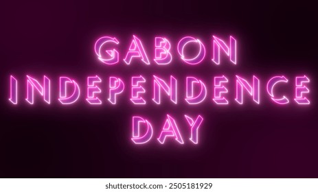 Gabon Independence Day text animation. Neon-colored Gabon Independence Day with neon moving outline for online shop, blog, web, cafe, and hotel on a dark BG.Technology video material animation. - Powered by Shutterstock