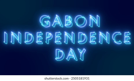 Gabon Independence Day text animation. Neon-colored Gabon Independence Day with neon moving outline for online shop, blog, web, cafe, and hotel on a dark BG.Technology video material animation. - Powered by Shutterstock