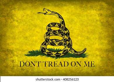 The Gadsden, Don't Tread On Me Flag, with distressed grungy vintage treatment