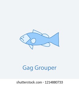 Gag Grouper 2 Colored Line Icon. Simple Light And Dark Blue Element Illustration. Gag Grouper Concept Outline Symbol Design From Fish Set