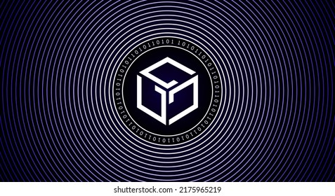 Gala (GALA) Crypto Currency Coin Logo Banner. Line Art Financial Technology Concept Illustration Background.