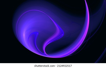 Galactic Digital 3d Illustration Of Violet Purple Twirl Levitating In Deep Dark Space. Laser Or Plasma Sci Fi Concept. Great As Cover Print For Electronic Devices, Print, Background, Poster. Artwork. 