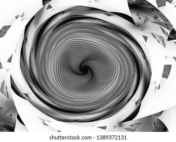 Galactic Spinning Wheel, Computer Generated Abstract Intenisty Map, Inverted Black And White, 3D Rendering