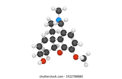 Galantamine (Razadyne, Reminyl), Is Used For The Treatment Of Cognitive Decline In Mild To Moderate Alzheimer's Disease. C17H21NO3. Chemical Structure Model: Ball And Stick. 3D Illustration.