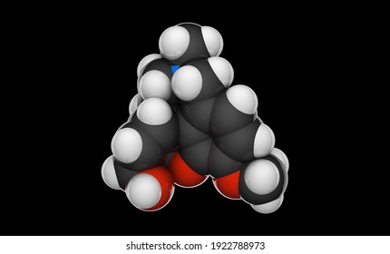 Galantamine (Razadyne, Reminyl), Is Used For The Treatment Of Cognitive Decline In Mild To Moderate Alzheimer's Disease. C17H21NO3. Chemical Structure Model: Space-Filling. 3D Illustration.