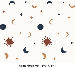 galaxy sky space pattern seamless fabric pattern sun moon star