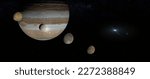 The Galilean moons or Galilean satellites, are the four largest moons of Jupiter: Io, Europa, Ganymede, and Callisto. 3d rendering illustration