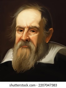 pintura al óleo digital Galileo Galilei 