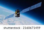 Galileo satellite in orbit 3D illustration