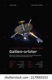 Galileo Space Probe 3D Illustration Poster