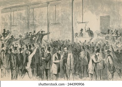 Gallagher's Night Stock Exchange During The U.S. Civil War. The Hyper-active Market Out Grew The Floor Of The NY Stock Exchange Prompting The Opening Of A Night Exchange In The Fifth Avenue Hotel.