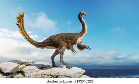 Gallimimus, Feathered Theropod Dinosaur That Lived During The Late Cretaceous Period (3d Science Render) 