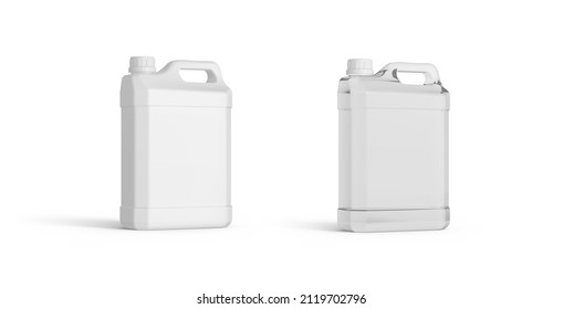Gallon Clear And Solid Plastic Bottle Jerrycan Isolated White 3D Rendering