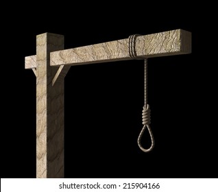 Gallows. Isolated On Black Background 3d Illustration. High Resolution