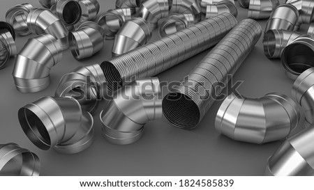 Similar – Image, Stock Photo Galvanized spiral ducts in the rain