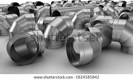 Similar – Image, Stock Photo Galvanized spiral ducts in the rain