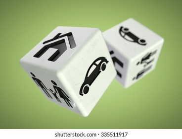 Gambling With Your Family, Car And House. Rolling The Dice, Taking A Chance On Loosing Everything You Own Or Unsure Of The Correct Financial Decisions To Make In Life - Family, Car, House