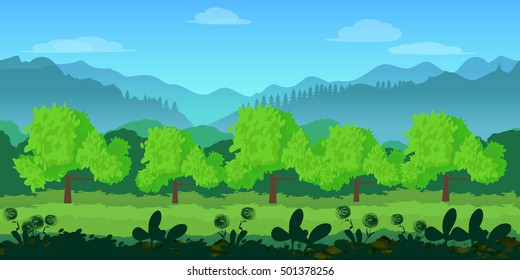 Game Background Cute Cartoon Seamless Landscape Stock Illustration 