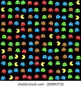 Game monsters seamless generated pattern