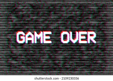 Game Over Pixel Text, Glitch Effect Background