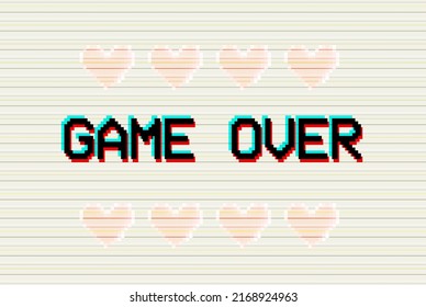 Game Over Pixel Text, Glitch Effect Background, Rgb Shift