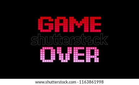 A game over screen. Blocks-cubes retro style.
