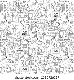 Games doodle element seamless pattern
